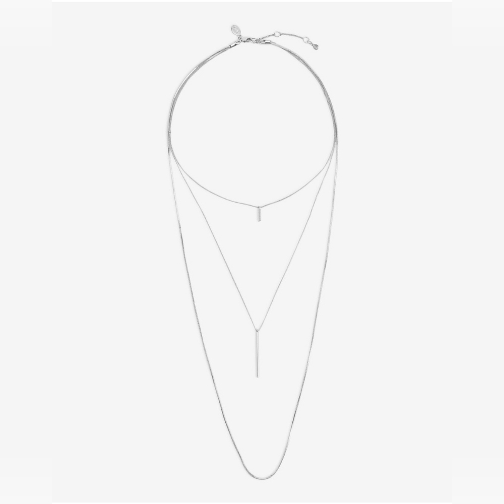 NWT 3 Row Layered Y Bar Necklace